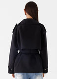 Ace Of Spades Cropped Trench Coat Black