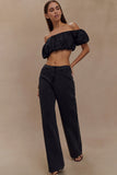Caitlin Mid Rise Denim Jeans Washed Black