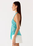 Feature Me Beaded Top Blue