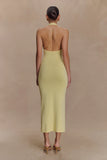 Ovina Halter Neck Knit Midi Dress Lemon