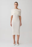 Zandie Cashmere Blend Knit Midi Dress Ivory