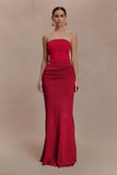 Jasiel Strapless Knit Maxi Dress Red