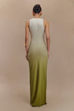 Stella Draped Slinky Maxi Dress Ombre Vintage Olive