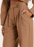 Taupe Tailored Straight Leg Trousers