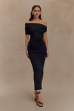 Kendra Scuba Jersey Midi Dress With Hardware Black