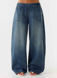 Seethal Low Rise Washed Denim Jeans Mid Wash Blue