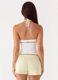 Favourite Moment Belt Mini Shorts Pale Yellow