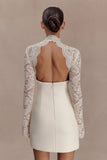 Aurelie Long Sleeve Lace Mini Dress Ivory