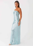 Lyric Sequin Maxi Dress Turquoise