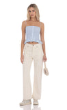 Smocked Striped Button Top in Blue