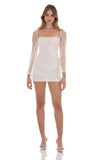 Sequin Flare Sleeve Dress in White