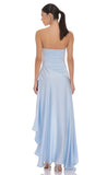 Satin High Low Maxi Dress in Light Blue