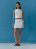 White Cotton Knit Mini Skirt