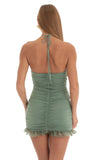 Halter Ruched Dress in Green