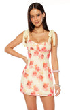 Bambi Yellow and Pink Floral Print Mini Dress