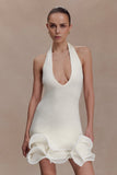 Willowmena Halter Neckline Mini Dress With Tubed Hem White