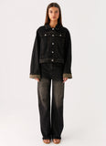 Back Again Oversized Denim Jacket Acid Charcoal