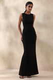Astrelle Black High Neck Maxi Dress