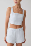 Josephine Crop Top With Open Back Ice Blue