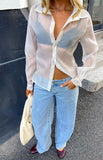 Goldie Cream Sheer Button Through Shirt