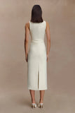 Norah Sleeveless Crepe Midi Dress Ivory