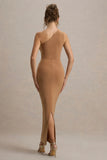 Dalarie Brown One Shoulder Gathered Maxi Dress