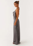 Sleek Love Sequin Maxi Dress Silver Sequin