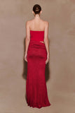 Jasiel Strapless Knit Maxi Dress Red