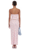 Strapless Floral Lace Two Piece Set in Pink