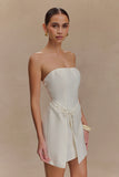 Steph Strapless Linen Mini Dress White