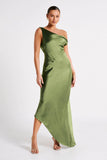 Yvette Slip Maxi Dress With Asymmetrical Hem Emerald
