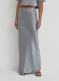 Blue Steel Satin Maxi Skirt
