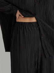 Black Plisse Trousers