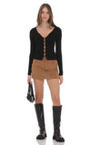 Suede Mini Skirt in Brown