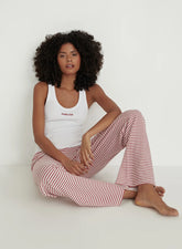 Red And White Striped Jersey Pyjama Trouser