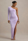 Astra Lavender One Shoulder Asymmetric Maxi Dress