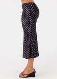 Bahama Low Rise Midi Skirt Black Polkadot