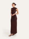 Chocolate Ruched Jersey Midaxi Dress