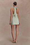 Nelly Halter Neck Cotton Mini Dress Sage