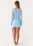 Consie Long Sleeve Mini Dress Pale Blue