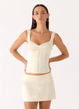 Posy Satin Top Ivory