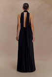 Juliet Slinky Maxi Dress With Scarf Black
