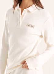 Ecru Fine Ribbed Jersey Longsleeve Top