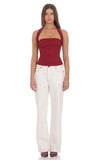 Lace Halter Top in Red