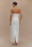 Cyrill Strapless Satin Structured Maxi Dress White