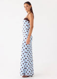 Alessandro Halter Maxi Dress Blue Mocha Dot