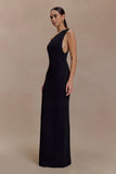Milena One Shoulder Crepe Maxi Dress Black