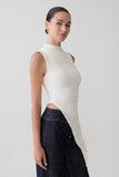 Suong High Neck Gathered Top White