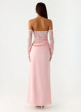 Kaina Off Shoulder Maxi Dress Pink