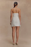 Steph Strapless Linen Mini Dress White